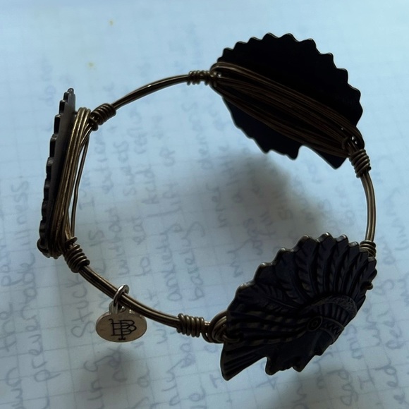 FSU Fans Students Bourbon & Boweties Wire Wrap Pewter Indian Chief Head Bracelet - Picture 4 of 6